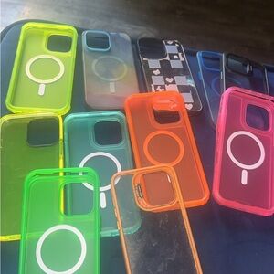 Vibrant Phone Case Collection - Green, Orange, Pink